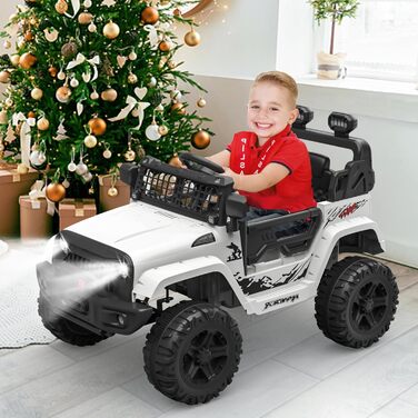 Дитячий електромобіль 12V з пультом, амортизацією, LED, Bluetooth, 2 швидкості, для дітей 3-8 років, білий