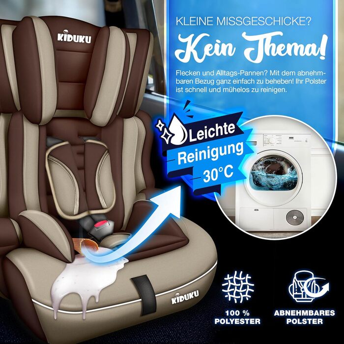 Автокрісло KIDUKU® 9-36 кг (1-12 років) 3-в-1, ECE R129/03, групи 1/2/3, для дітей, коричневе/бежеве