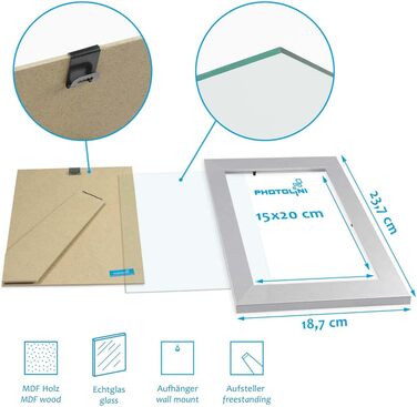 Рамка для картин колаж біла МДФ, 3 картини 10x15 см, паспарту (15x20 см / 10x, срібляста)
