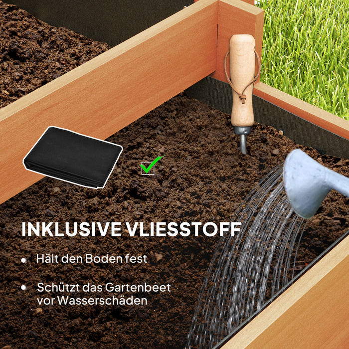 Підвищене грядка з опорою для рослин, 3-ярусний ящик для квітів з тканини, ялина, коричневий, 95 x 95 x 110 см