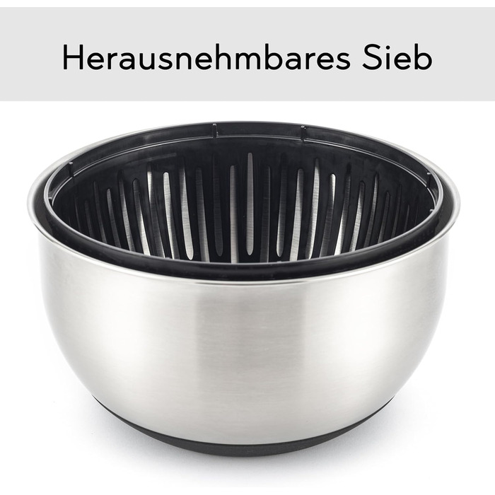 Салатниця-швидкоосушувач зі сталі нержавіючої, 4.5 л, з ручкою, BPA-free