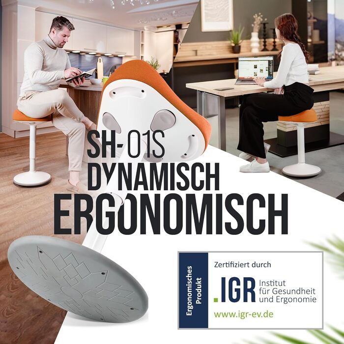 Офісний стілець Vina Home® SH-01: ергономічний, регульований, з ефектом гойдання | IGR сертифікований | Оранжевий