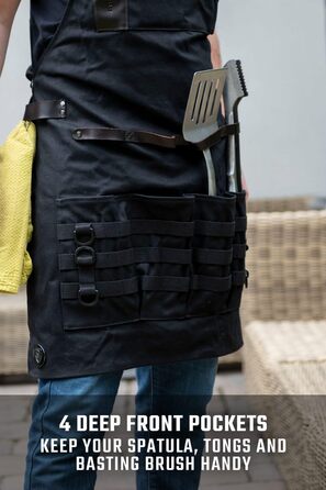 Фартук кухарський Dalstrong Professionelle Kochschürze – чорний, для приготування їжі та грилю, з регульованими лямками та сумкою для зберігання