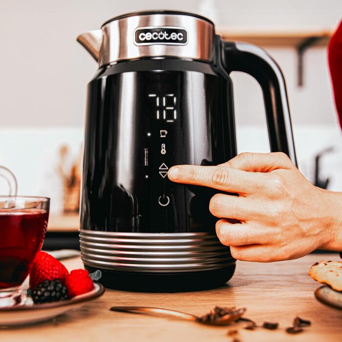 Електричний чайник Cecotec ThermoSense 600 Touch Black, 1.7 л, 2200 Вт, нержавіюча сталь, BPA-free, LED, 360°