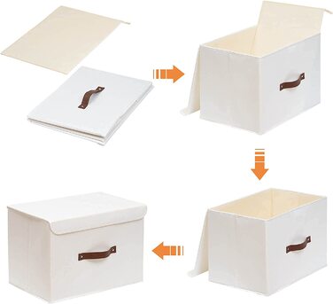 Ящики для зберігання з 3 предметів з кришками, 45 x 30 x 30 см, складні тканинні ящики, кошики для зберігання, органайзери для ігор і багато іншого.
