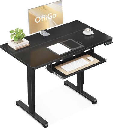 Електричний стіл OffiGo, 100x50 см, з підставкою для клавіатури, 3 положення пам'яті, для роботи та навчання, білий