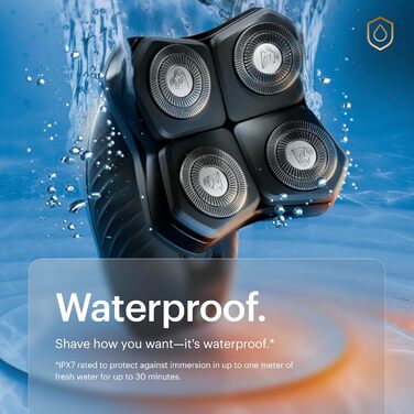 Електробритва MANSCAPED The Dome Shaver Plus для голови чоловіча, водонепроникна, 4 подвійні ротаційні леза, SkinSafe та FlexAdjust технології, USB-C зарядка, знімний магнітний блок лез
