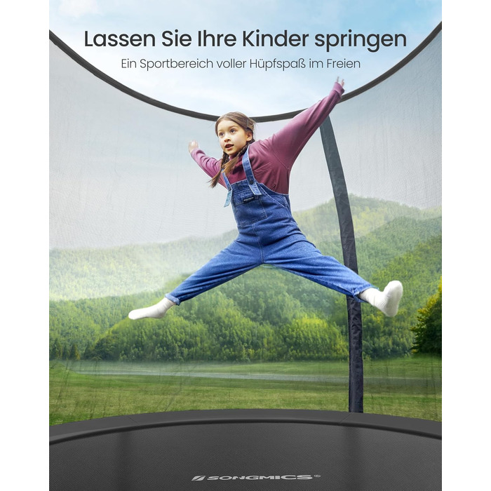 Батут SONGMICS вуличний Ø 244 см з захисною сіткою, драбиною та м'якими стійками - чорний