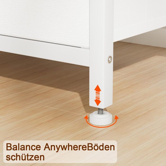 Нічний столик AMHANCIBLE з підзарядкою, приліжкові столики з висувними ящиками з тканини, журнальний столик з відкритою полицею, з 2 USB-портами та 2 розетками, для спальні та вітальні, HETS020GY-1 (Білий)