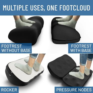 Підставка для ніг Everlasting Comfort FootCloud під стіл – ергономічна, регульована по висоті, з масажними вузлами. Зменшує біль, покращує кровообіг. Чорна.