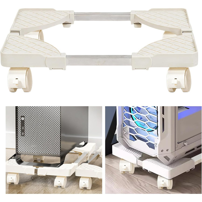 Підставка для комп'ютера SPORWAY: регульована платформа з роликами, під стіл, для корпусу ПК (біла)