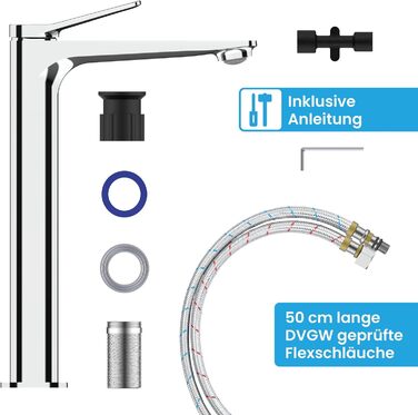 Чорний матовий змішувач для умивальника Aldeya: стильний дизайн, монтажний комплект, висока модель