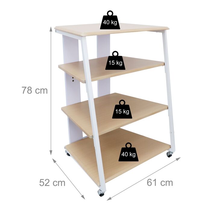 Стеллаж Relaxdays для Hi-Fi апаратури з 4 полицями