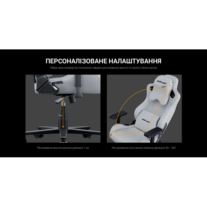 Крісло ігрове Anda Seat Kaiser Frontier XL Dark Gray Fabric