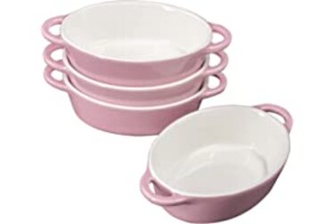 Міні-овальні форми для випічки KVOTA, керамічний набір для випічки в духовці, 4 шт. , 11 х 5 х 18 см, 300 мл (Рожевий)