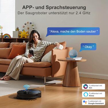 Робот-пилосос Lubluelu з функцією миття підлоги, 4500Pa, лазерна навігація, 5 карт, 55 dB, керування через додаток, для шерсті тварин, килимів, твердих підлог, чорний