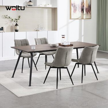 Крісла для їдальні WOLTU, набір з 4 шт., обертаються, для кухні, вітальні, з м'яким сидінням з велюру, металеві ніжки, сірий колір