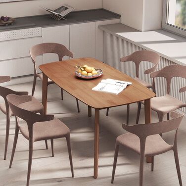 Стіл обідній, стиль кантрі, лакована поверхня, дерево, 150 x 80 см, коричневий