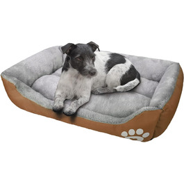 Лежак для собак Lucky 45 см - м'який лежак для домашніх тварин, кошик для собак, що миється, пухнастий кошик для собак - коричневий