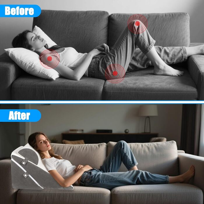 Регульована кліновидна подушка для ліжка та дивана, ортопедична подушка від рефлюксу та хропіння, підтримка спини та ніг, пінополіуретан