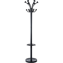 Настінна вішалка для одягу MAUL Nebula з 20 гачками та тримачем для парасольки, срібно-чорна