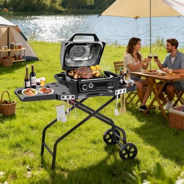 Мобільний гриль-візок для грилів Ninja Woodfire, Weber, Blackstone, Nexgrill, Traeger та інших, з тримачем для паперових рушників (108x33x66 см)