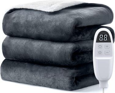 Електрична ковдра Dnenellr XXL 200x180 см з автоматичним вимкненням, 6 режимів нагріву, захист від перегріву, пральна, для ліжка та дивану