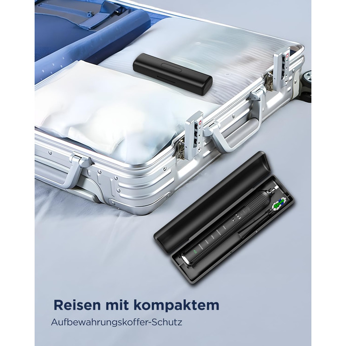 Електрична зубна щітка звукового типу для дорослих та дітей, 5 режимів чищення, 3 інтенсивності, таймер, 8 насадок, чорна, 1 шт.