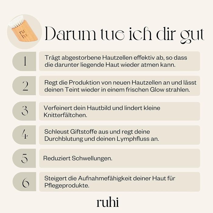 Щітка для обличчя RUHI - 100 натуральна щетина, деревина бука, сертифікована FSC