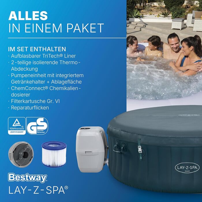 Надувний спа-басейн гідромасажний Bestway Lay-Z-SPA LED-Whirlpool для 6 осіб, 196 x 66 см, темно-зелений