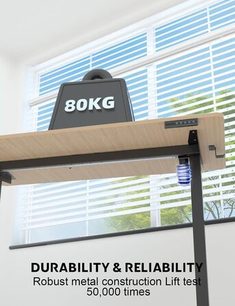 Регульований стіл, електричний, 120x60 см, 3 функції пам'яті, з кабелеуправлінням та гачками. Дерев'яний колір