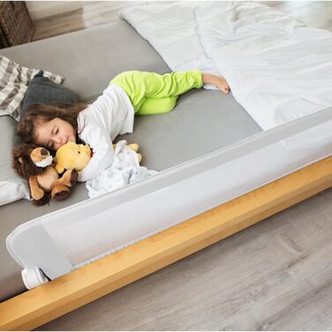 Бортик для ліжка ABUS Eric для немовлят та дітей - захист від випадання для батьківських, дитячих та сімейних ліжок - складаний для подорожей - білий, 150 см