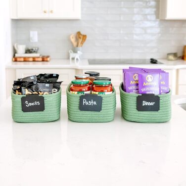 Кошики для полиць NaturalCozy, прямокутні, 30 x 20,3 x 11,4 см, зелені, набір 3 шт.