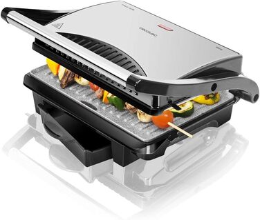Електрогриль Cecotec Rock'nGrill 1500 Rapid з RockStone-покриттям, регульованою кришкою, піддоном для жиру, 1000 Вт