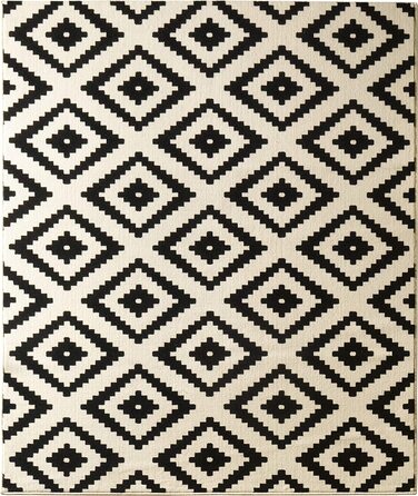 Килим Hanse Home з коротким ворсом Skandi Diamonds Black Cream 160x230см для вітальні та спальні