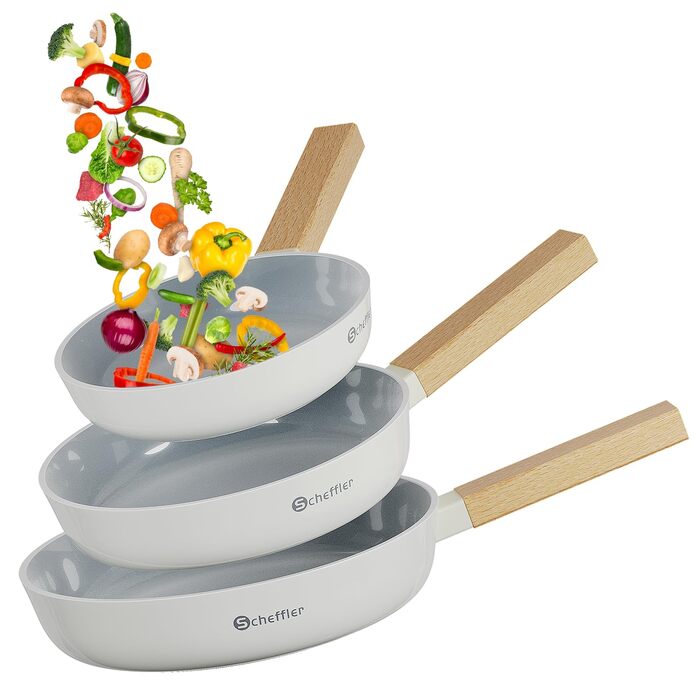 Набір сковорідок Scheffler 20/24/28 см: антипригарне покриття, для всіх плит, включаючи індукційну