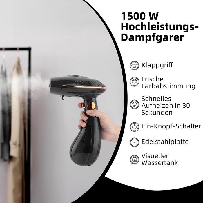 Відпарювач для одягу Steamer 1500W: портативний відпарювач з потужністю 25 г/хв | Без прасувальної дошки | Для дому та подорожей