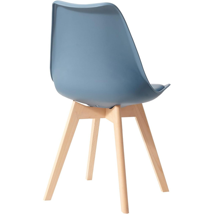 Обідні стільці скандинавського стилю, ретро-дизайн, м'які, для кухні/офісу, з масивних букових ніжок (набір 6 шт., темно-синій)