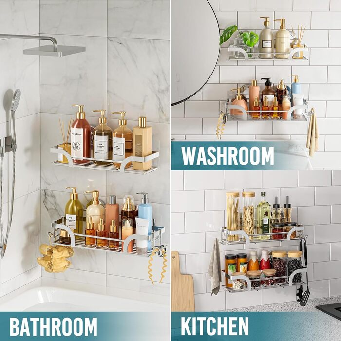 Корзина для душу TAILI з кріпленням на присоску, нержавіюча сталь, без свердління, чорний, 2 шт.