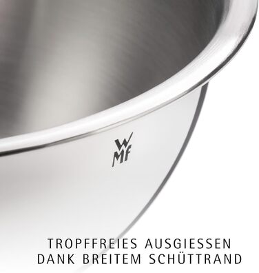 Набір кухонних мисок WMF Gourmet 4 шт. з нержавіючої сталі, 0,75л - 2,75л, миски для приготування, салатники, сервіровочні миски, Cromargan, з можливістю складання