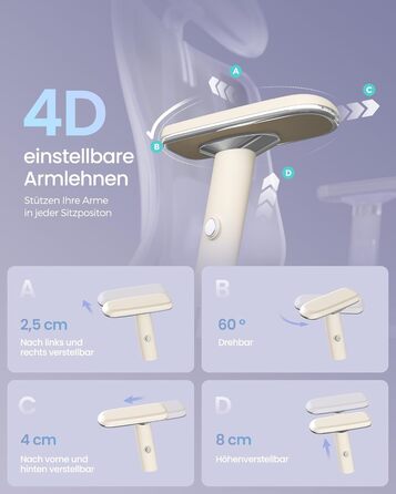 Офісний стіл SONGMICS: ергономічне крісло, ігровий стул, регульована поперекова підтримка, підголовник, підлокітники, для різного зросту, до 150 кг, OBN067BH01 (Верблюжий + Хмарний білий)
