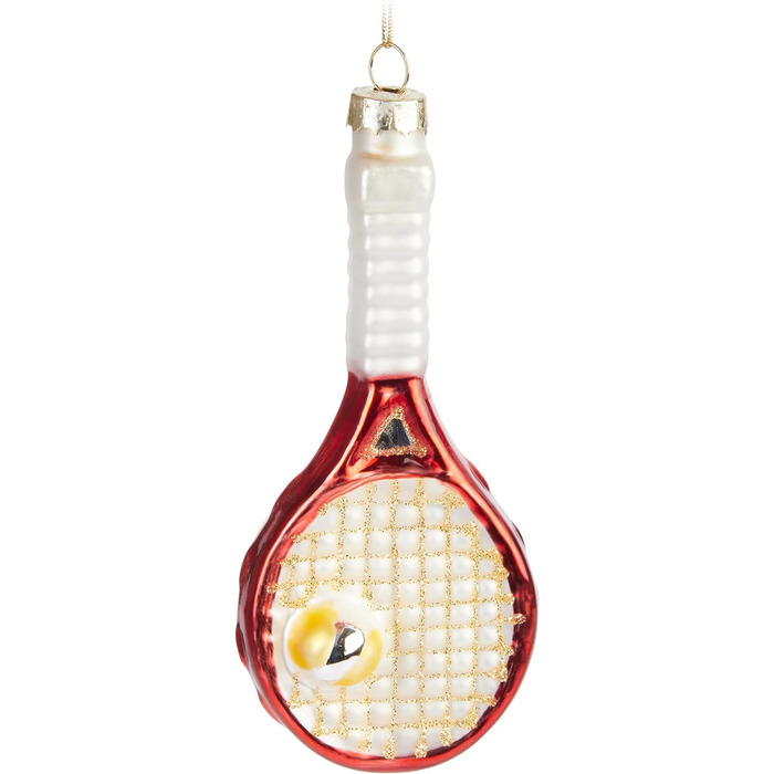 Різдвяна іграшка Brubaker тенісна ракетка 5,5х13,5 см червоно-біла