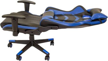 Спочатку ігрове крісло з механізмом гойдання-регульоване по висоті ігрове крісло-обертове ігрове крісло - регульовані по висоті підлокітники-чорно-білі-до 150 кг (чорний / синій)