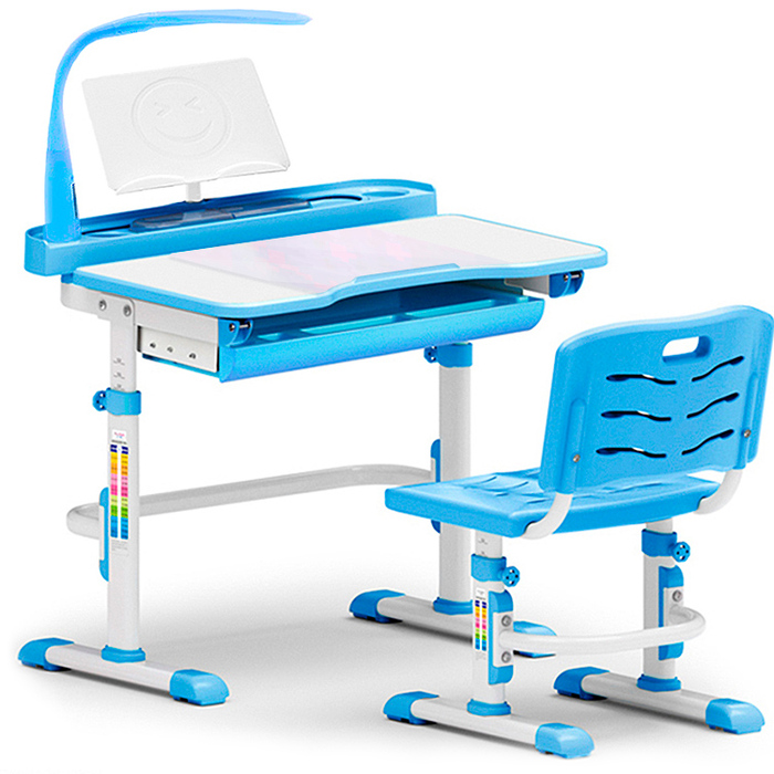 Дитячий комплект Evo-kids Evo-18 BL (стілець, стіл, полиця, лампа)