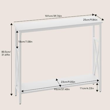 Консольний столик YMYNY з загартованим склом, промисловий стиль, 101x25x80.5 см (HGD007G)