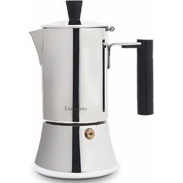 Еспресо-машина Easyworkz Pedro з нержавіючої сталі, Італійська кавоварка, кавник для мокко на 4 чашки по 200 мл, Еспресо-каструля для приготування кави