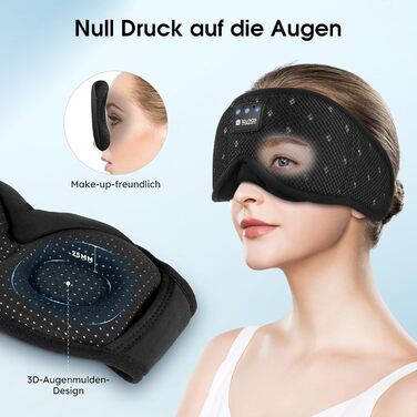 Маска для сну LOVE EYE 3D, для тих, хто спить на боці, чоловіча та жіноча, дихаюча, світлонепроникна (Чорна)