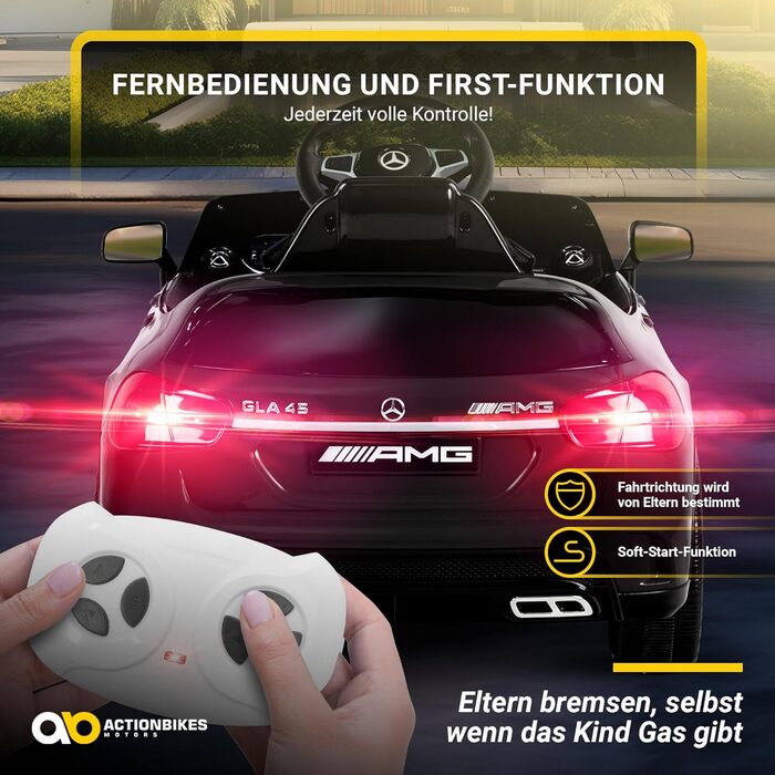 Дитячий електромобіль Mercedes AMG GLA45 чорний, ліцензія, з пультом 2,4 ГГц, іграшковий автомобіль для дітей від 3 років
