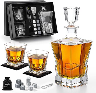 Набір віскі: декантик 800 мл, 2 келихи, 8 каменів. Подарунковий набір віскі для чоловіків