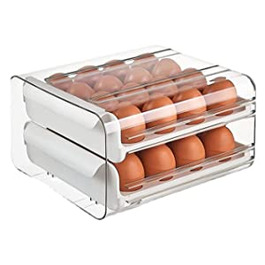 Ящик для зберігання яєць QUMENEY з 32 гратами, висувний ящик холодильника для зберігання великих ємностей для яєць